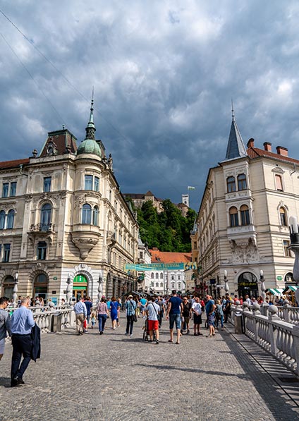 Day 2 - enjoy a private guided walking tour of Ljubljana including sightseeing of the baroque and art nouveau architecture, numerous bridges, and ljubljanica river visit 