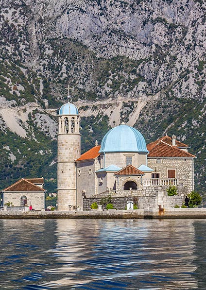 view of the Lady of the Rocks islet in Montenegro